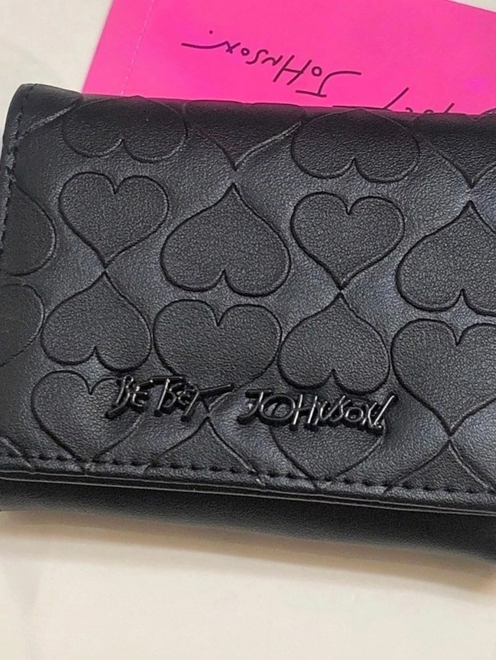 Betsey Johnson Black Heart-Print Wallet NWT
